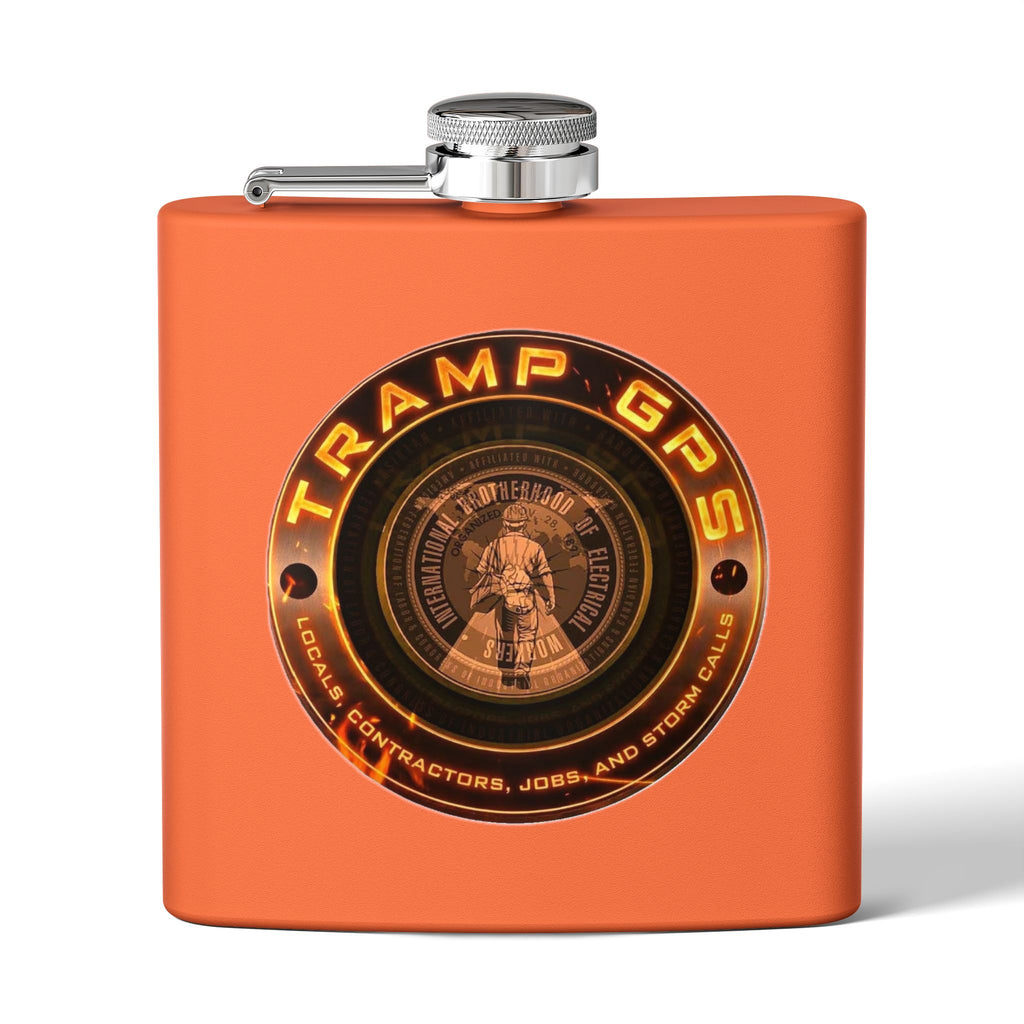 Tramp GPS 6oz Stainless Steel Flask — Vintage Explorer Emblem