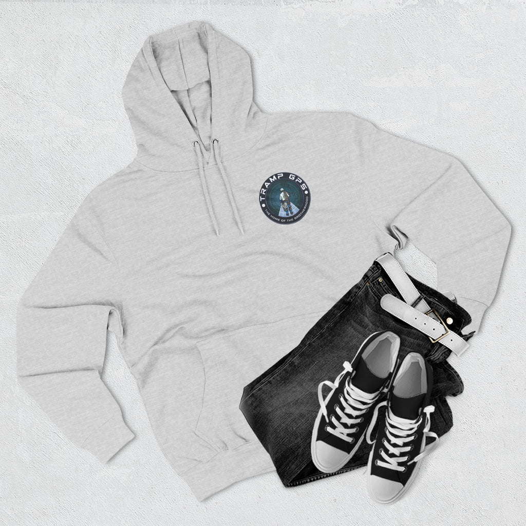 Tramp GPS Hoodie — 'The Home of the Brotherhood' Travel & Adventure Pullover
