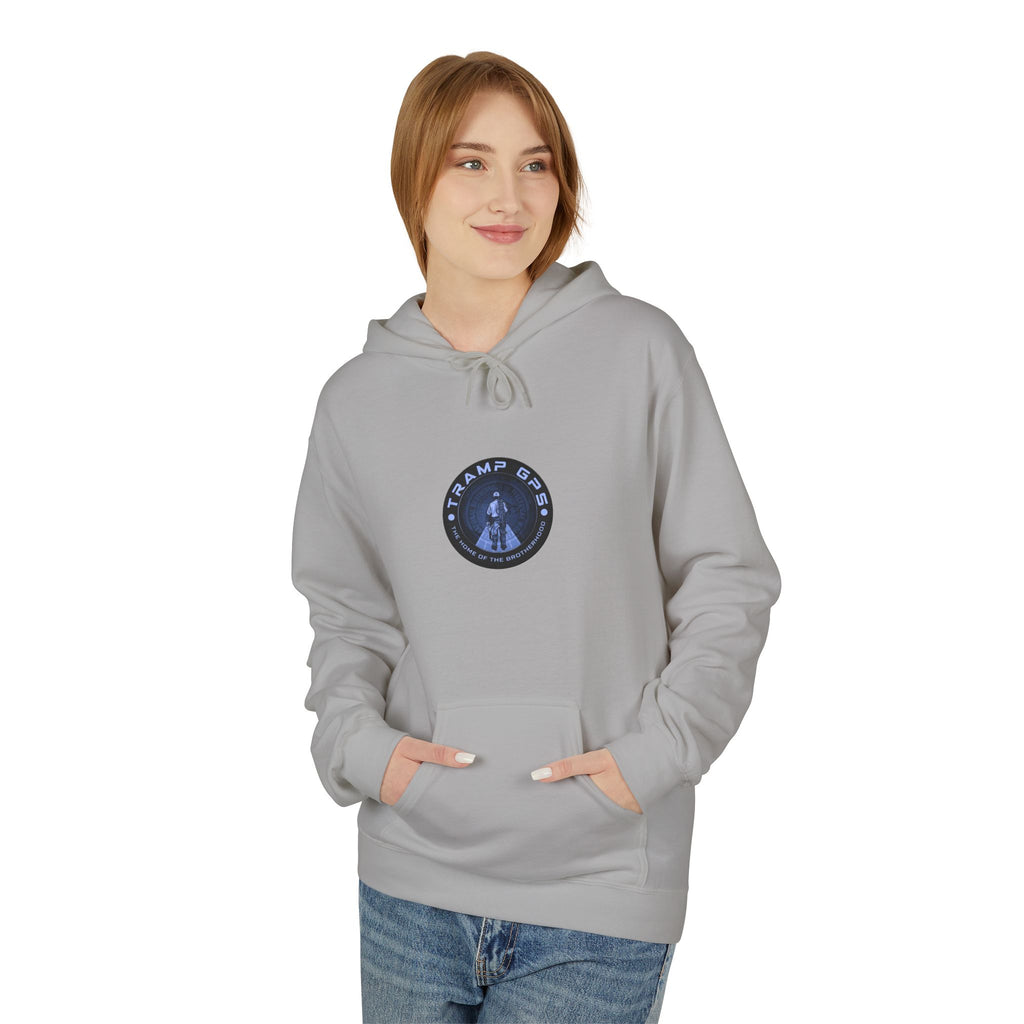 Tramp GPS Logo Hoodie — Retro Badge Graphic Pullover