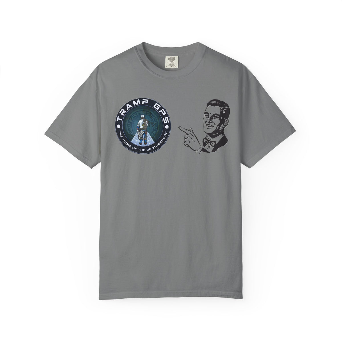 Tramp GPS Retro Patch T‑Shirt — Vintage Adventure Graphic Tee