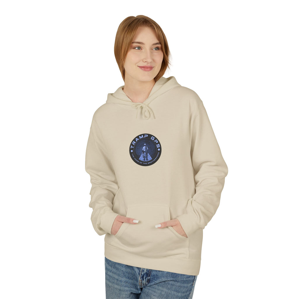 Tramp GPS Logo Hoodie — Retro Badge Graphic Pullover
