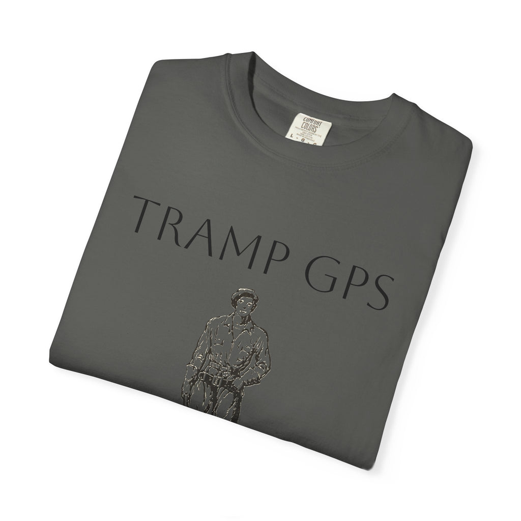 Tramp GPS Vintage Explorer T‑Shirt — "Tramp GPS: Home of the Broken Brigade"