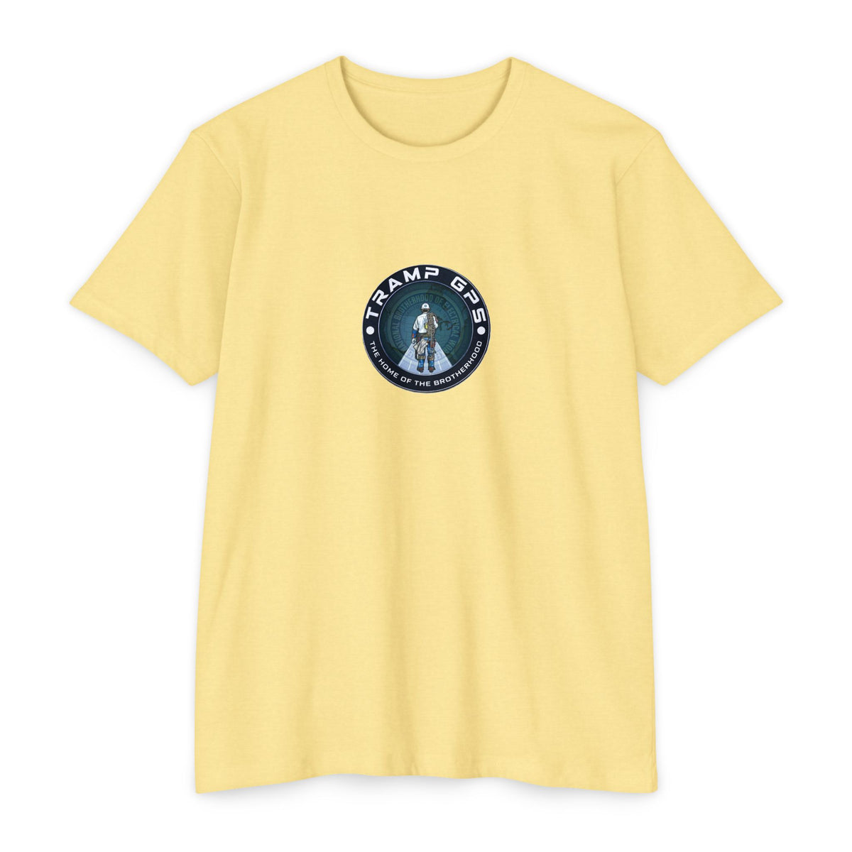 Tramp GPS Graphic T-Shirt — Retro Explorer Patch Design