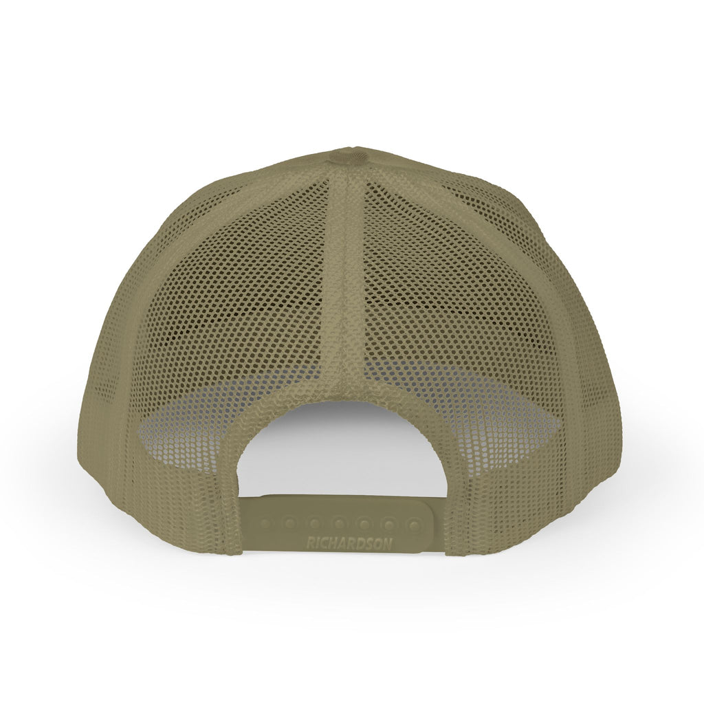 Black & White Trucker Cap with Vintage Mountain Patch – Outdoor Snapback Hat