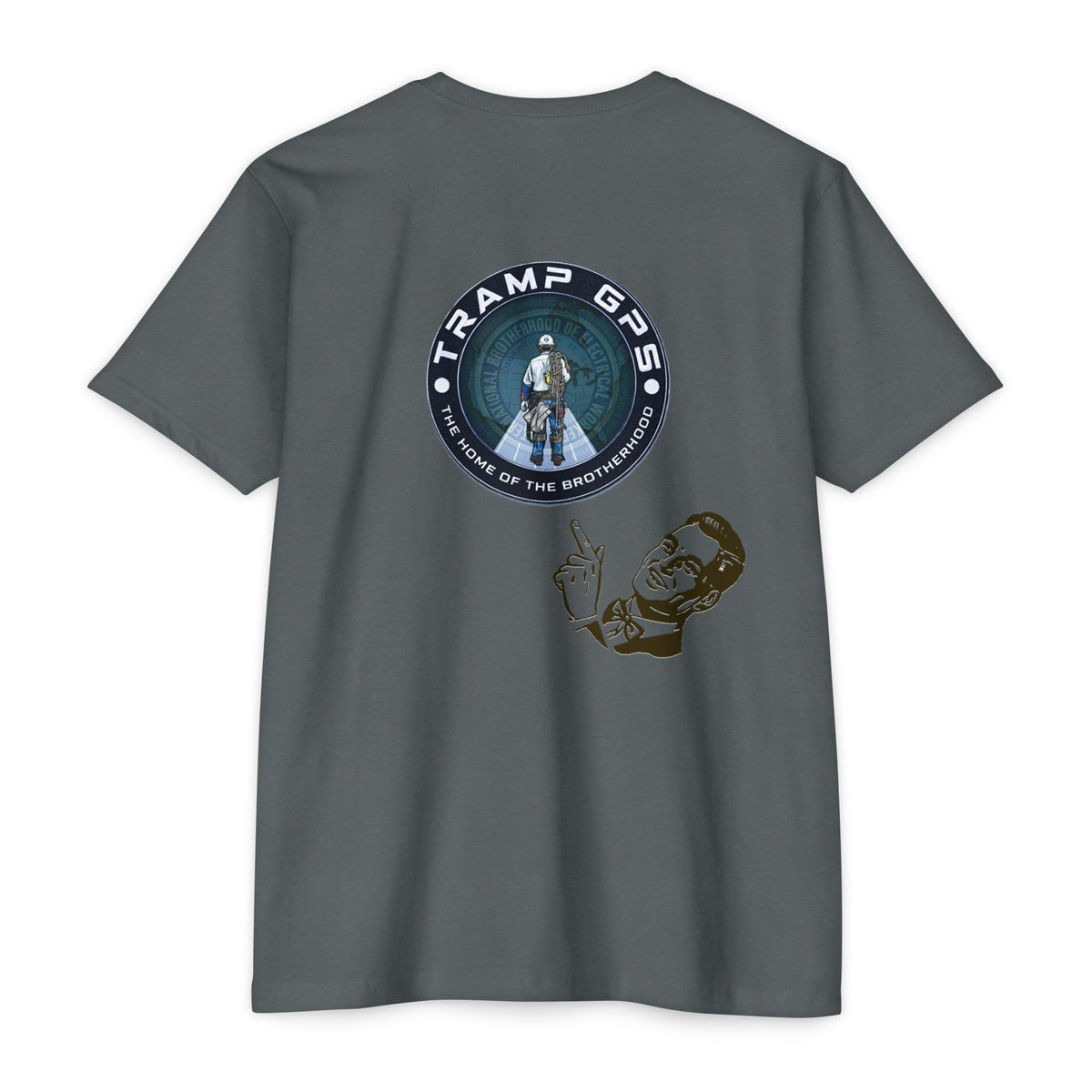 Tramp GPS Graphic T-Shirt — Retro Explorer Patch Design