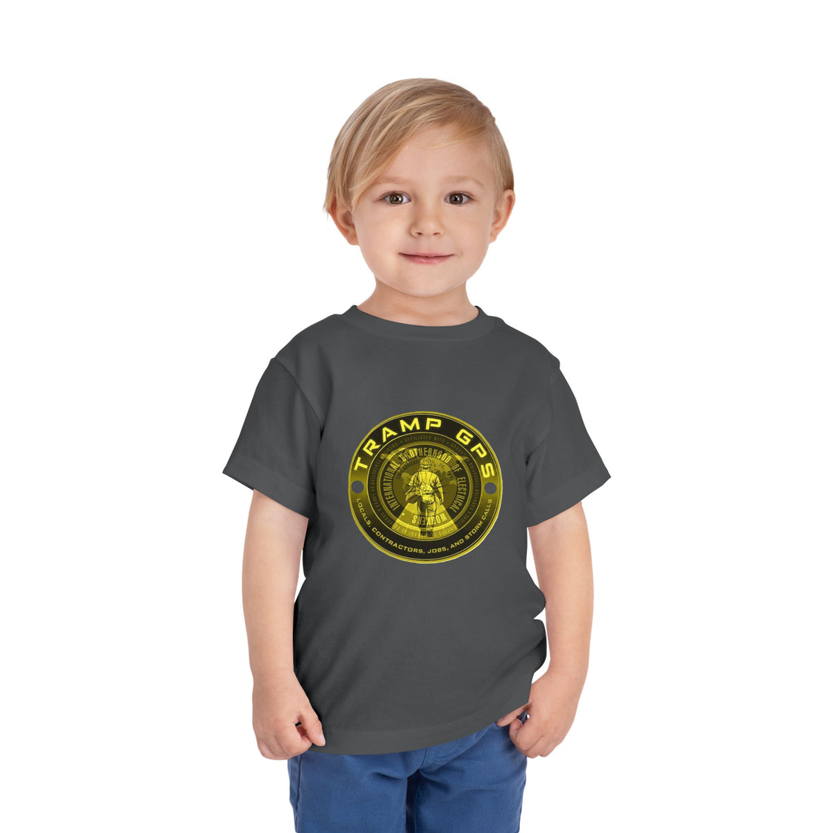 Toddler Tee — "Tramp GPS" Gold Coin Graphic Kids Shirt