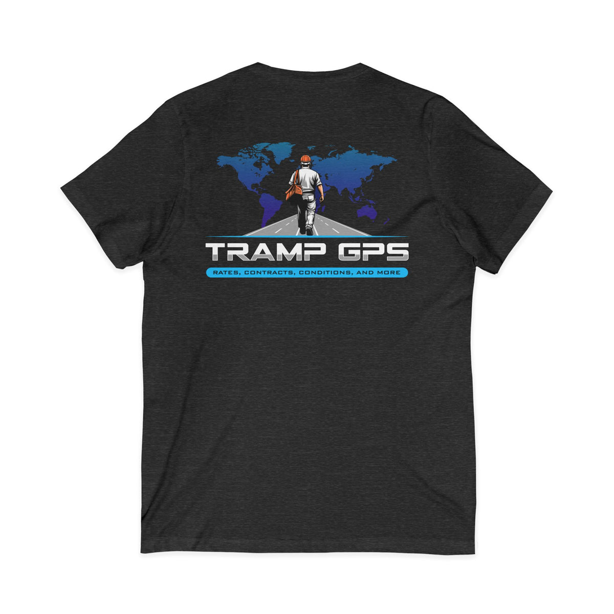 Traveler Graphic V-Neck Tee — Adventure World Map Back Print