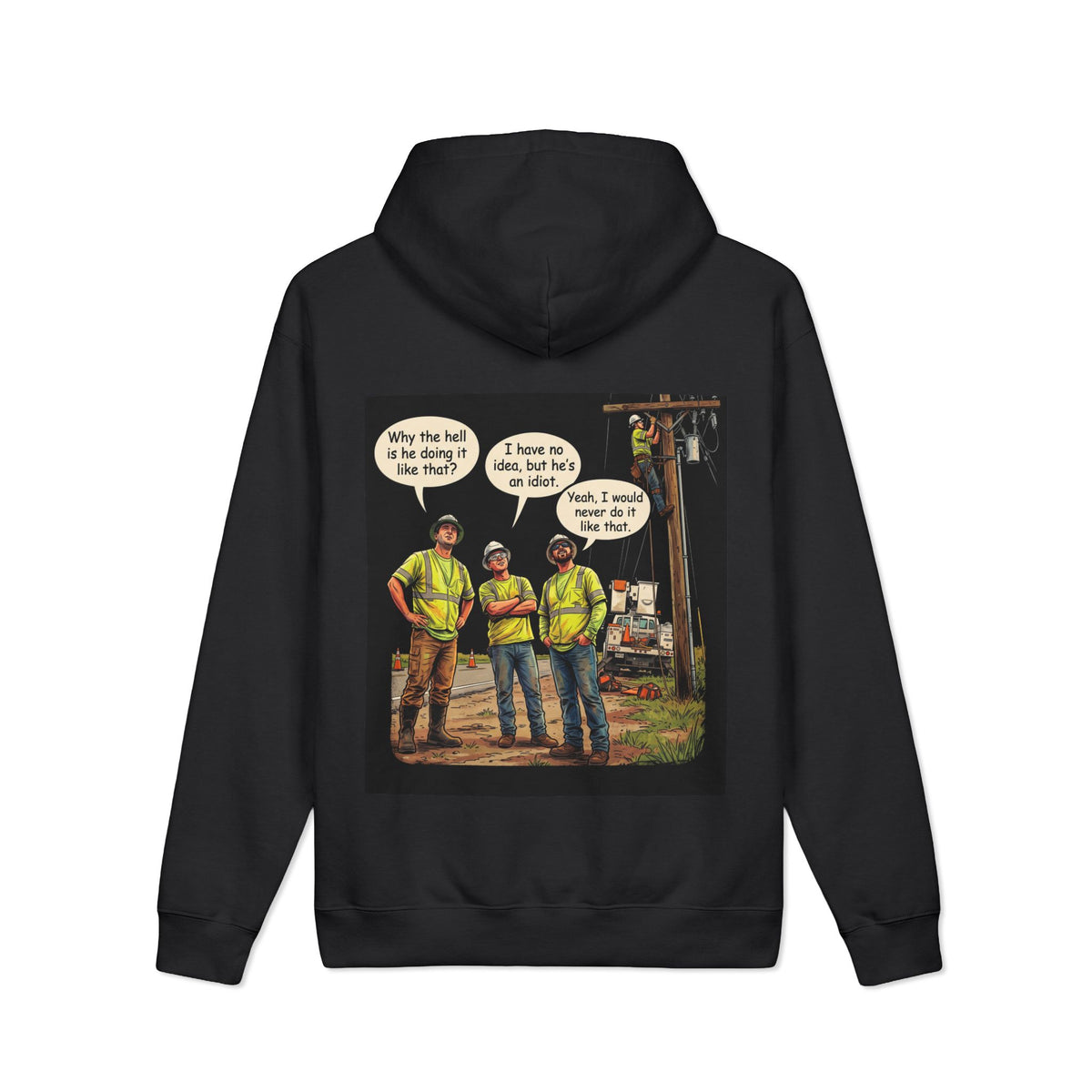 Hoodie – Funny Construction Worker Cartoon Graphic
