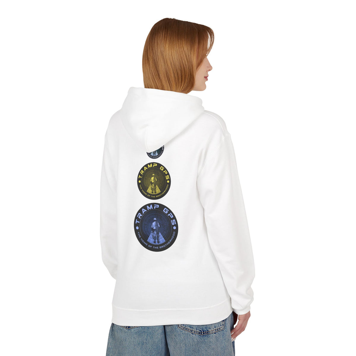 Tramp GPS Logo Hoodie — Retro Badge Graphic Pullover