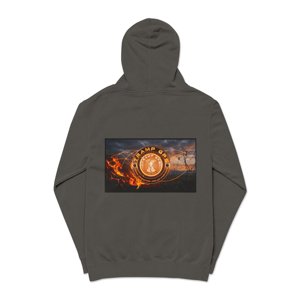 Pigment-Dyed Hoodie — 'Camp Odin' Viking Fire Logo Chest & Back Print