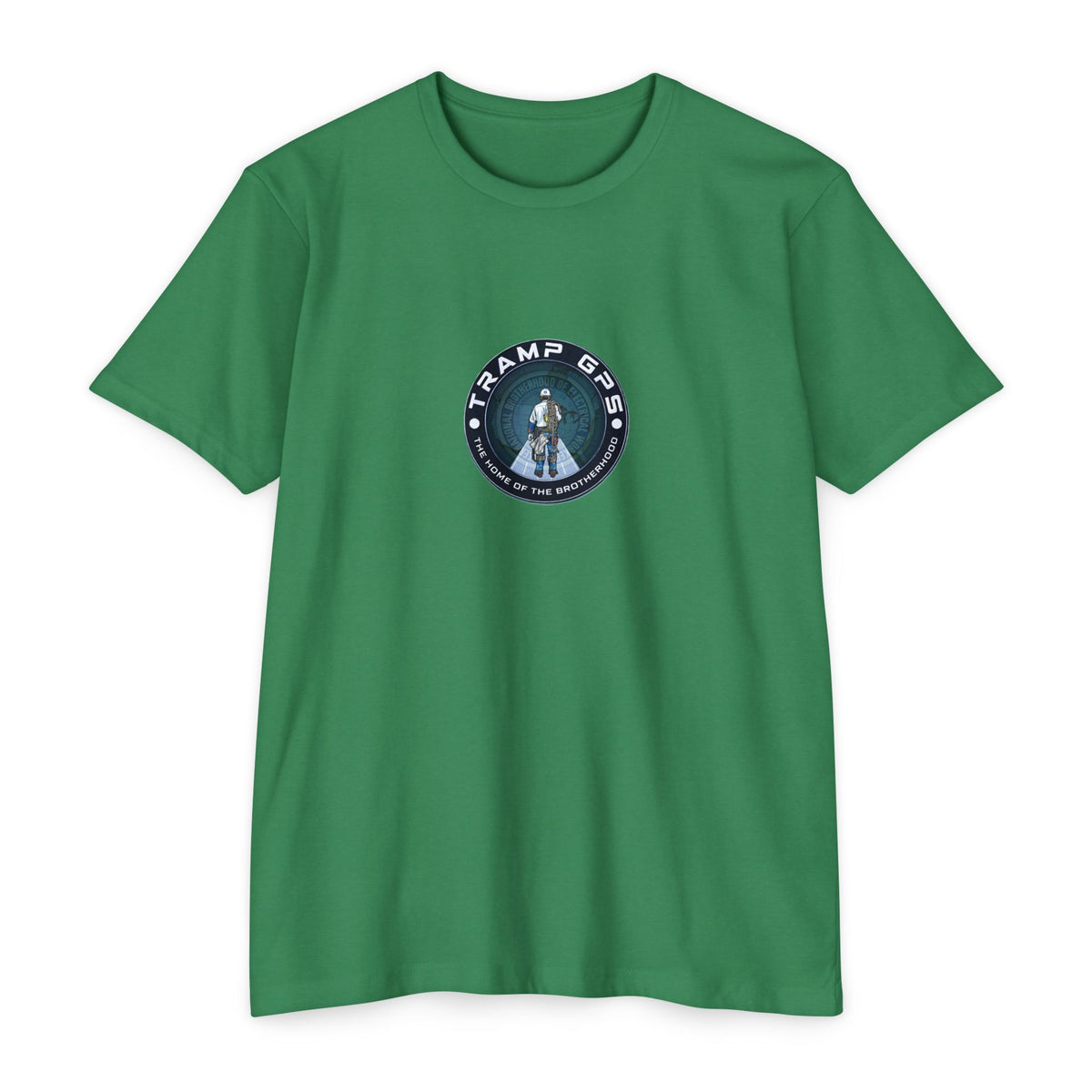 Tramp GPS Graphic T-Shirt — Retro Explorer Patch Design