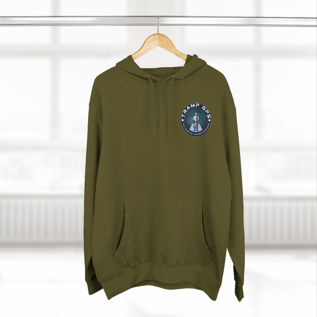 Tramp GPS Hoodie — 'The Home of the Brotherhood' Travel & Adventure Pullover