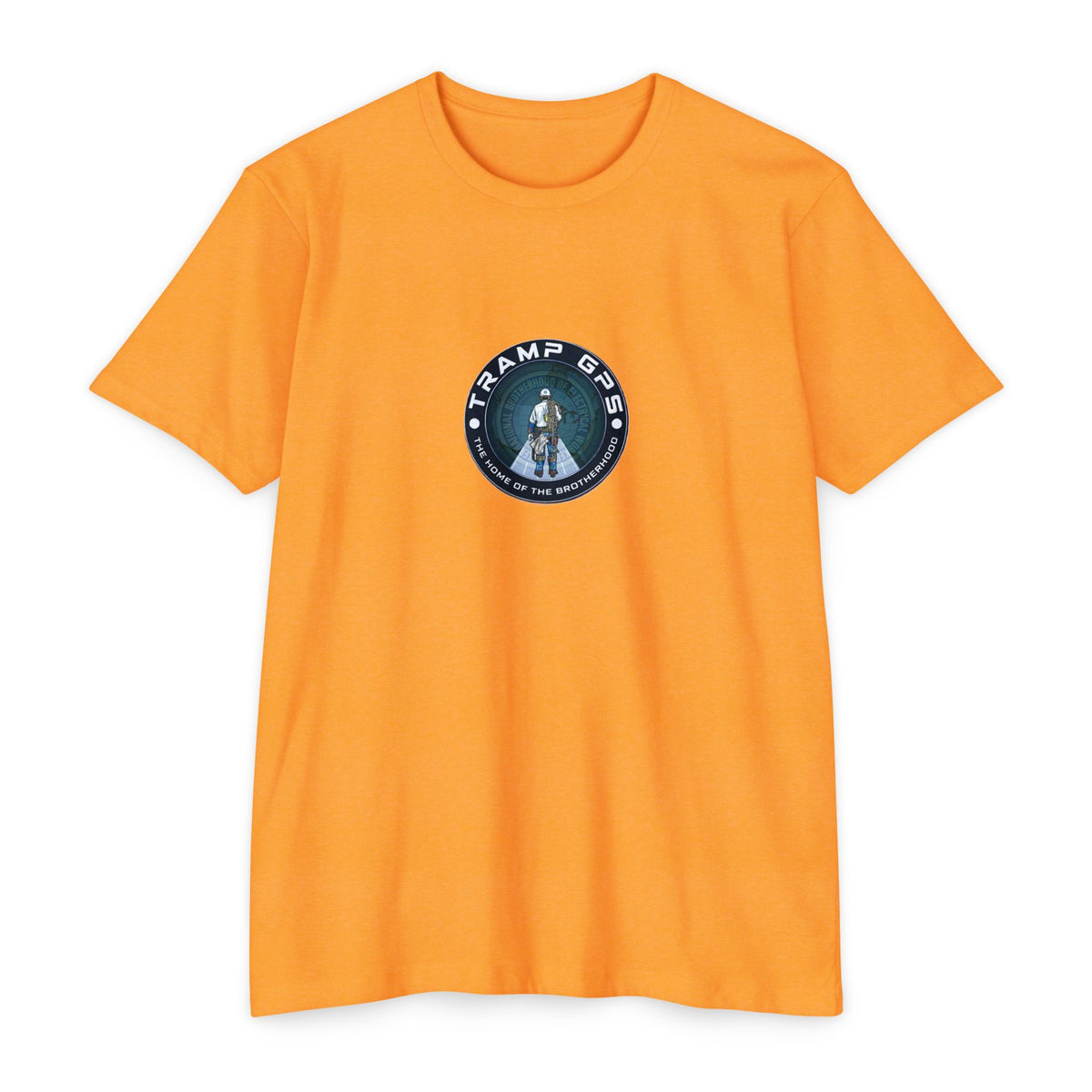 Tramp GPS Graphic T-Shirt — Retro Explorer Patch Design