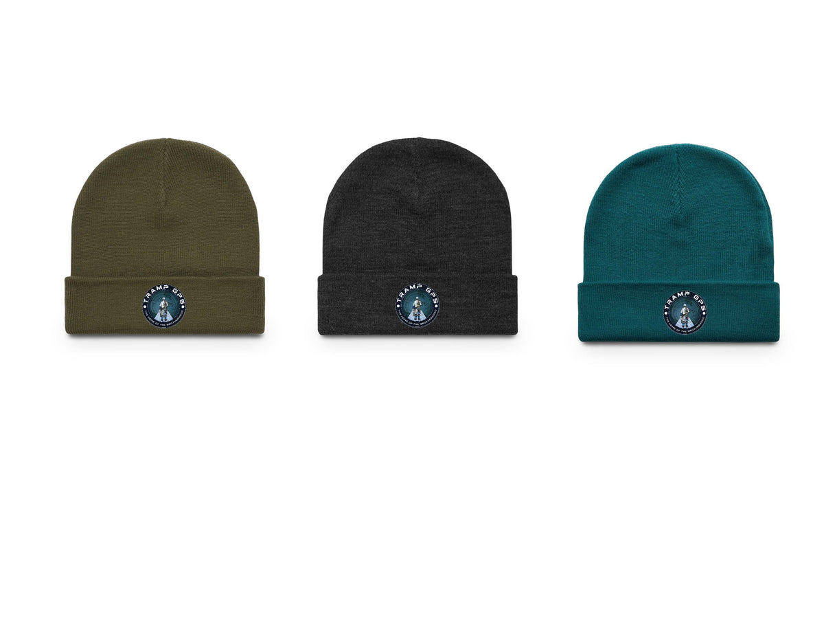 Tramp GPS Cuff Beanie – Outdoor Explorer Patch Knit Hat
