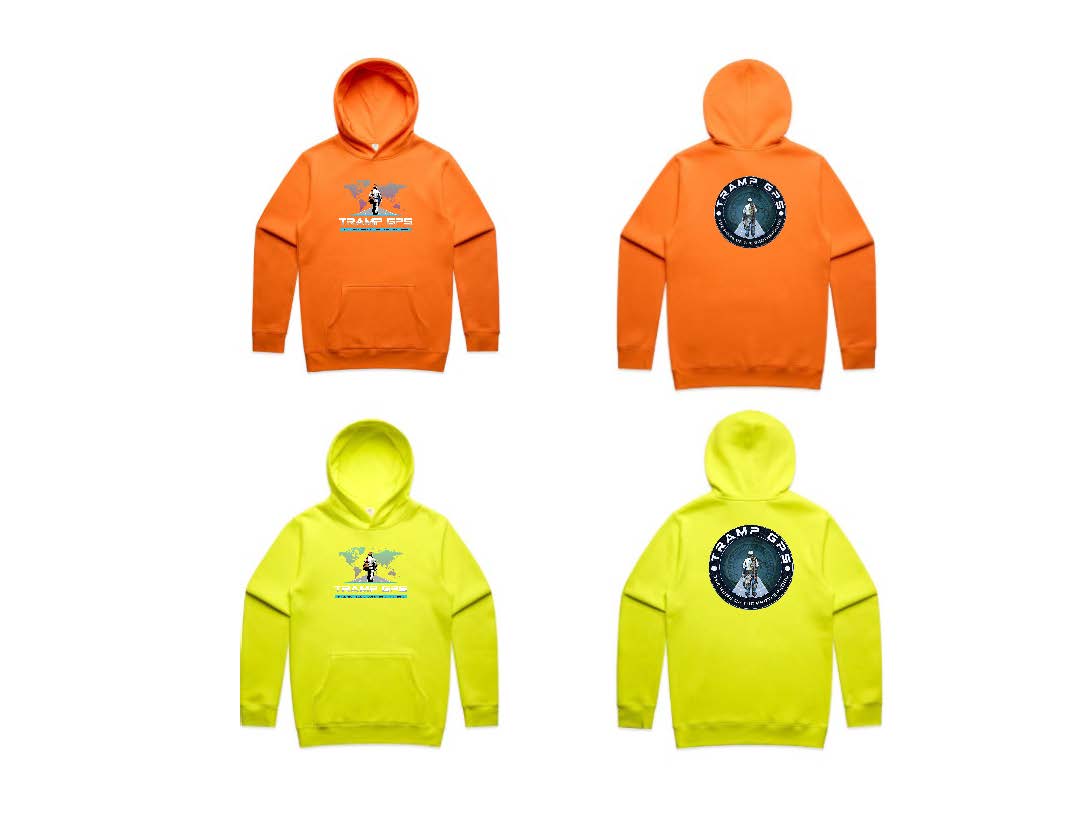 High-Visibility Orange Safety Hoodie with Tramp GPS Stencil Logo