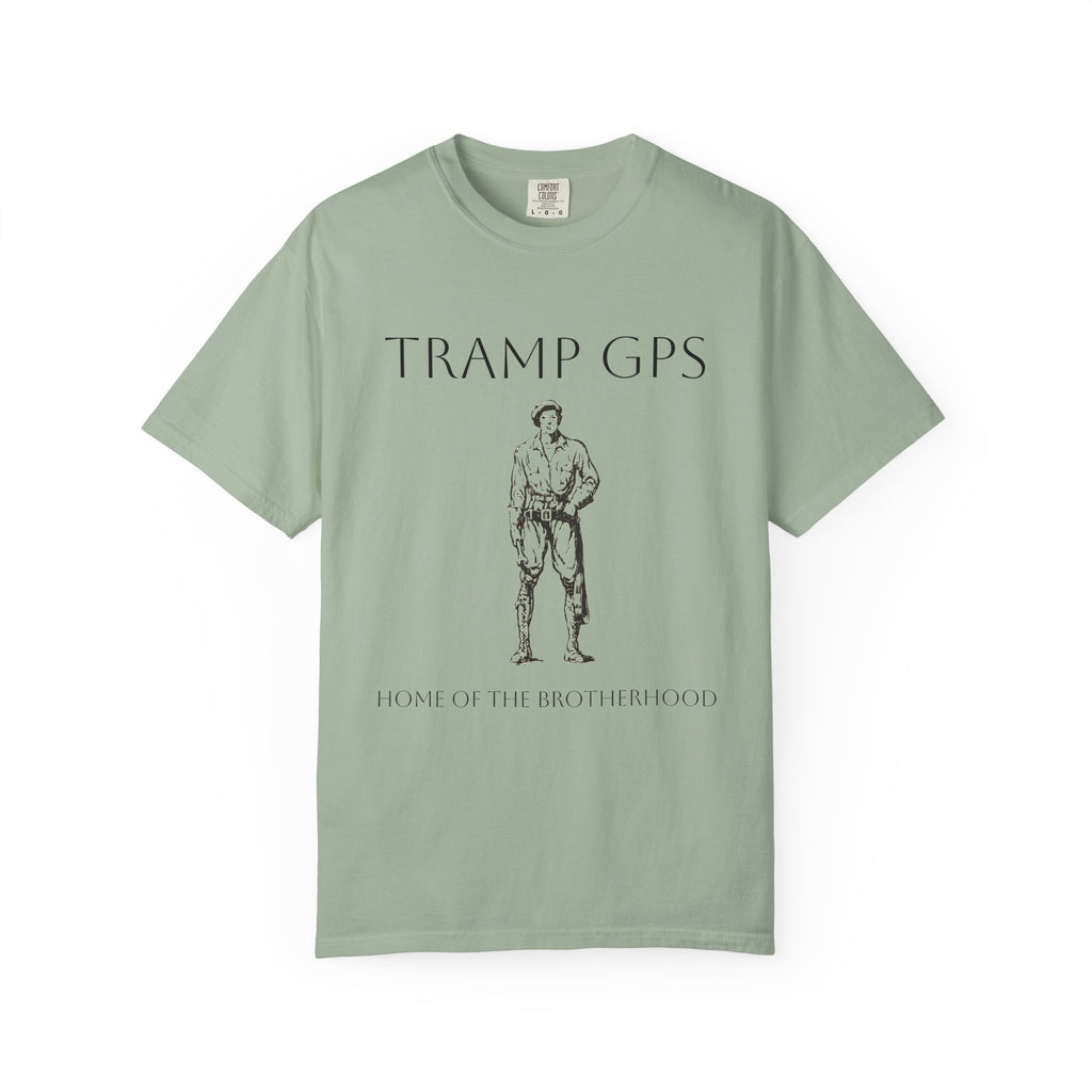 Tramp GPS Vintage Explorer T‑Shirt — "Tramp GPS: Home of the Broken Brigade"