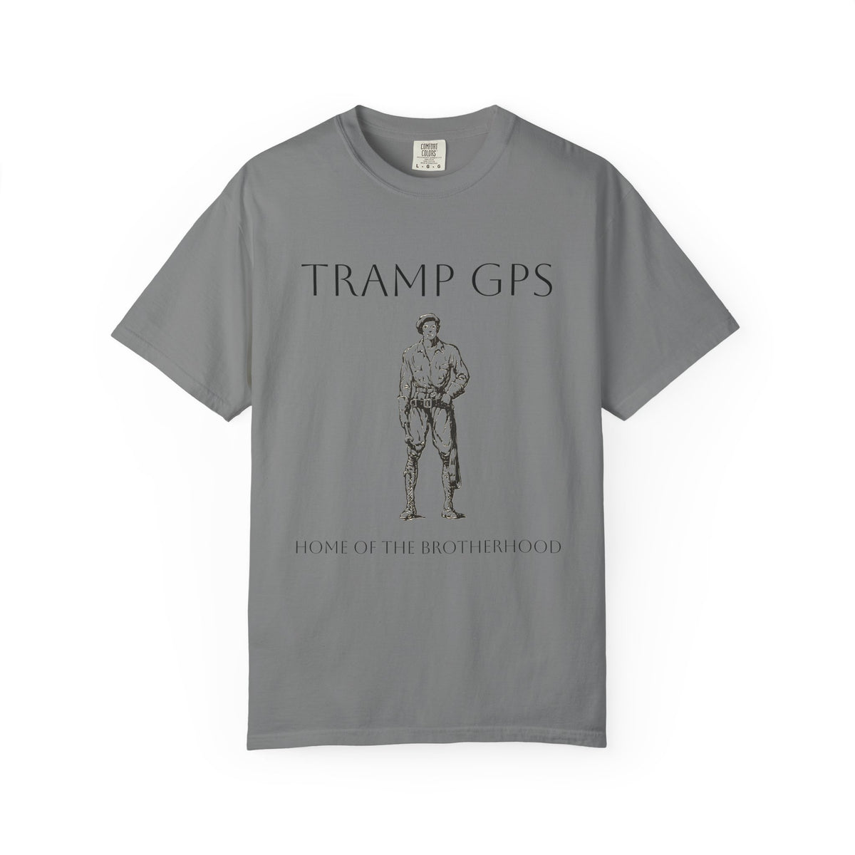 Tramp GPS Vintage Explorer T‑Shirt — "Tramp GPS: Home of the Broken Brigade"