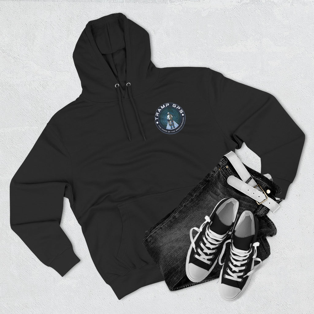 Tramp GPS Hoodie — 'The Home of the Brotherhood' Travel & Adventure Pullover