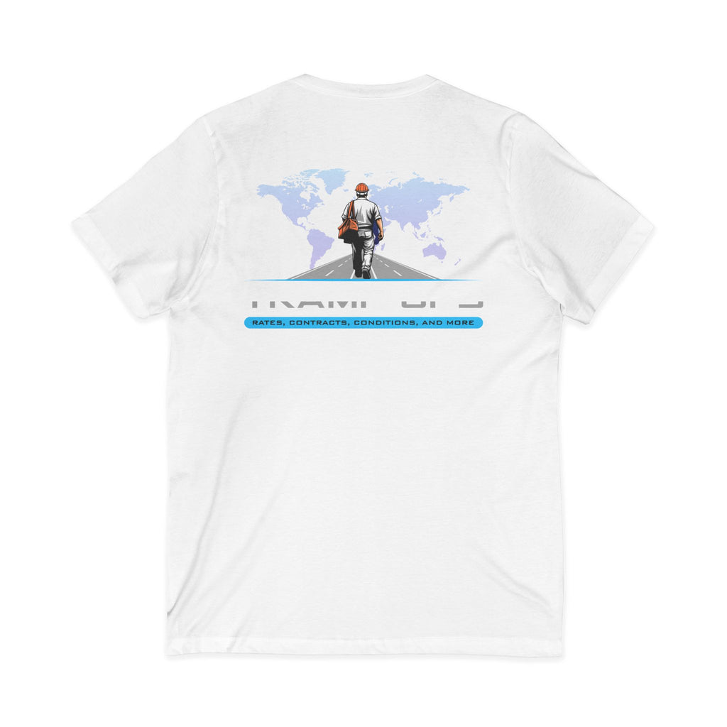 Traveler Graphic V-Neck Tee — Adventure World Map Back Print