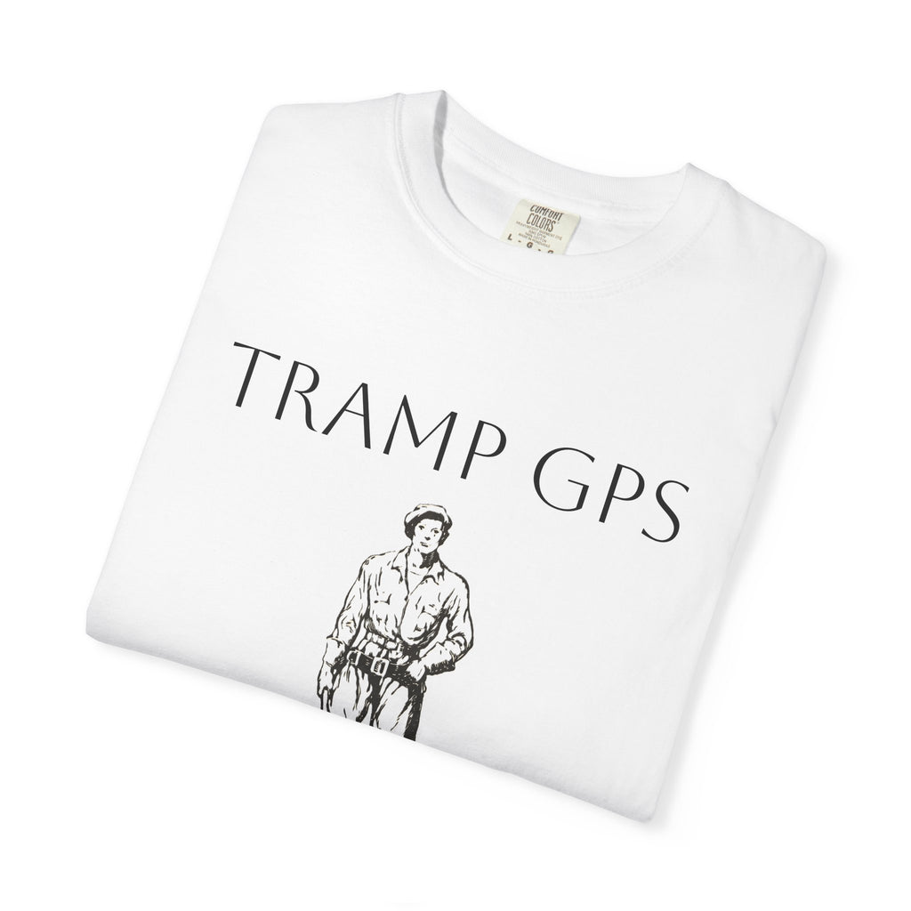 Tramp GPS Vintage Explorer T‑Shirt — "Tramp GPS: Home of the Broken Brigade"