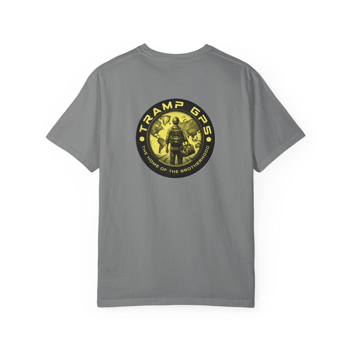 Tramp GPS Vintage Explorer T‑Shirt — "Tramp GPS: Home of the Broken Brigade"