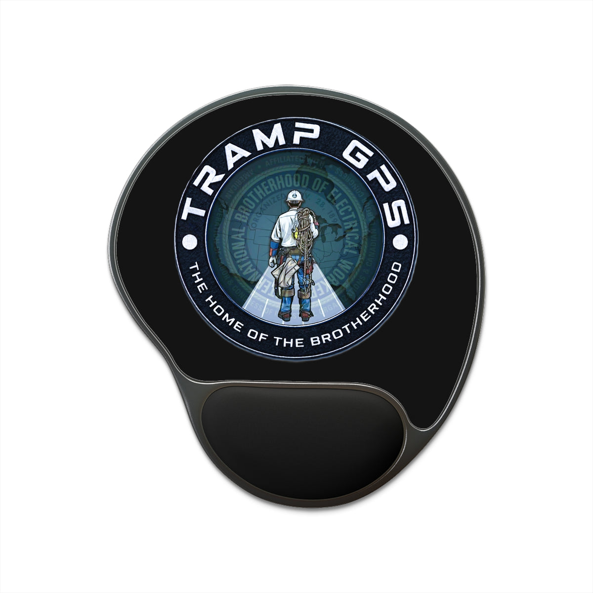 Tramp GPS Logo Mouse Pad with Wrist Rest — Gaming & Workstation Comfort