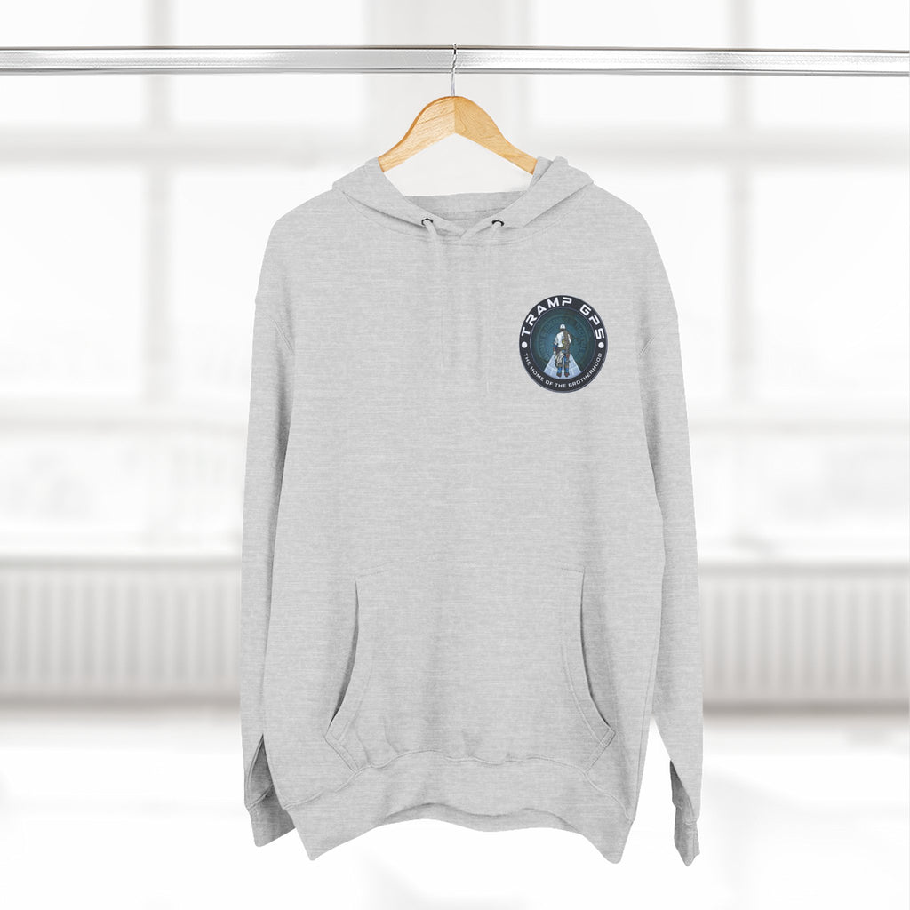 Tramp GPS Hoodie — 'The Home of the Brotherhood' Travel & Adventure Pullover