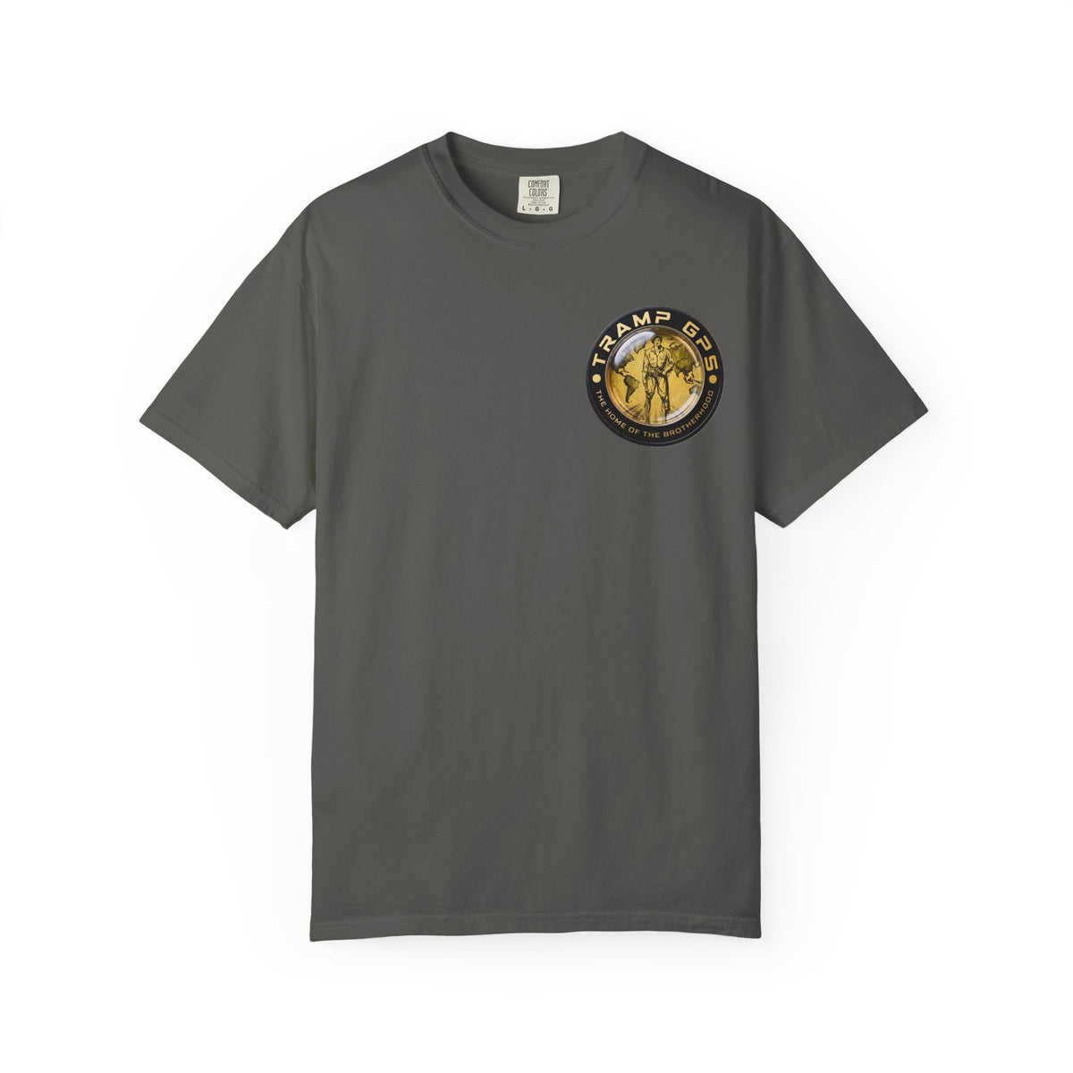 Tramp GPS Graphic T‑Shirt — "Tramp GPS: The Home of the Brotherhood"