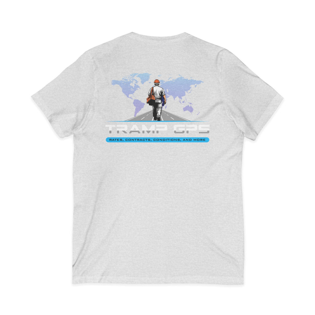 Traveler Graphic V-Neck Tee — Adventure World Map Back Print