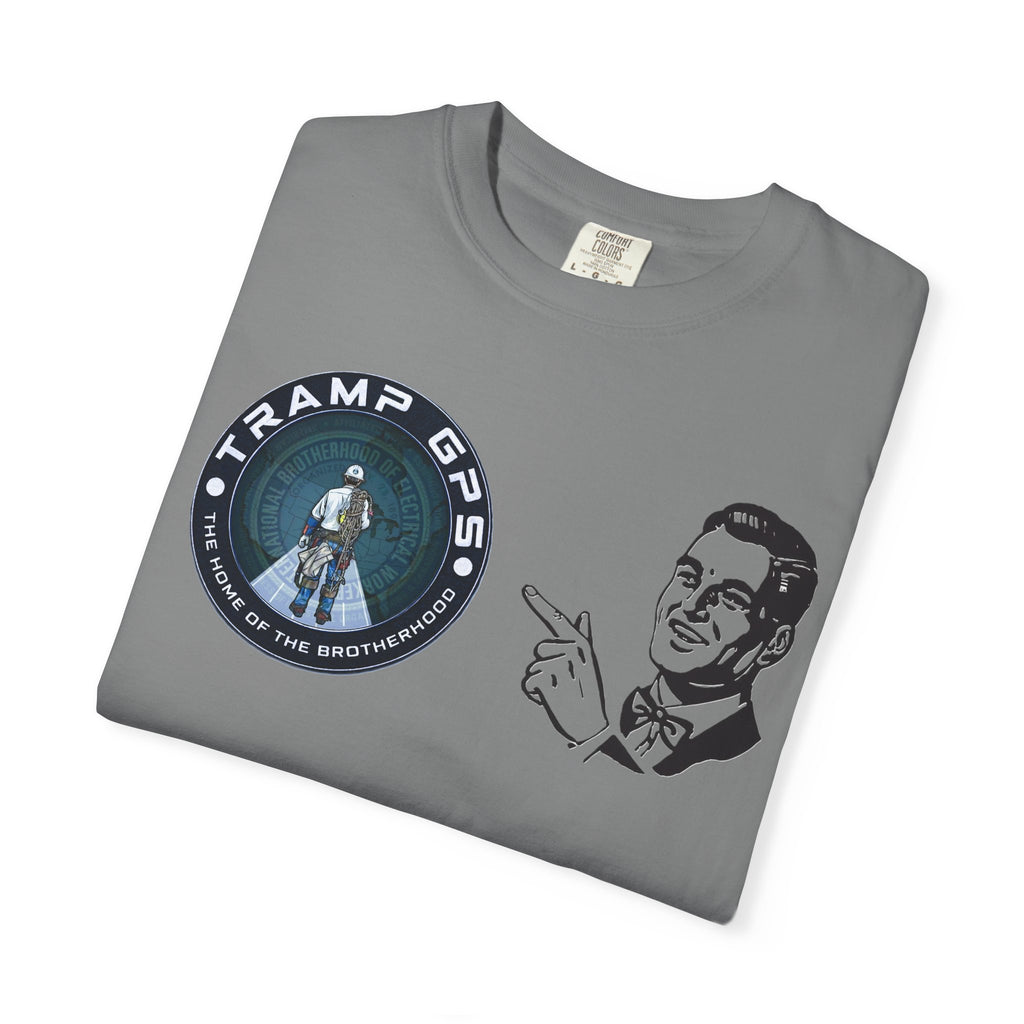 Tramp GPS Retro Patch T‑Shirt — Vintage Adventure Graphic Tee