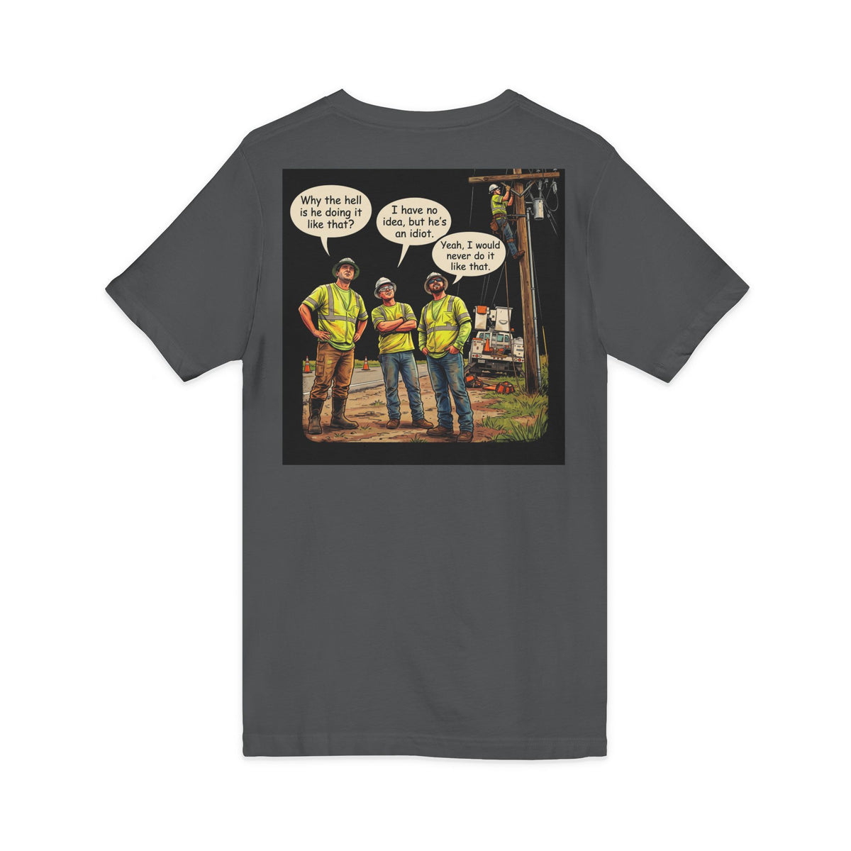 Funny Construction Worker Cartoon V-Neck T-Shirt