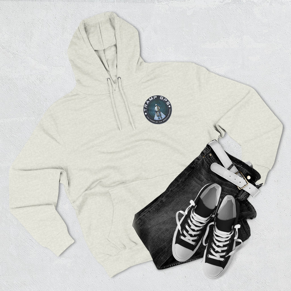 Tramp GPS Hoodie — 'The Home of the Brotherhood' Travel & Adventure Pullover