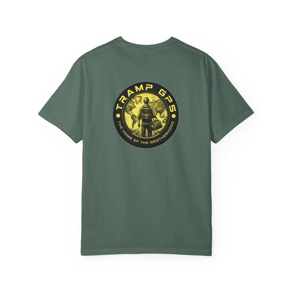 Tramp GPS Vintage Explorer T‑Shirt — "Tramp GPS: Home of the Broken Brigade"