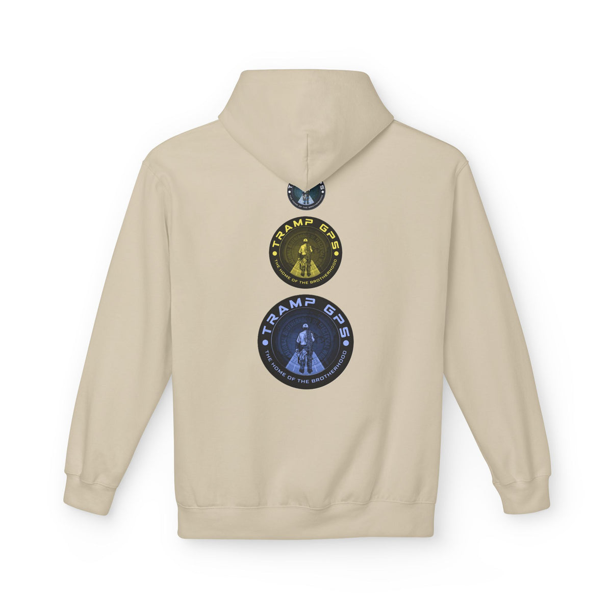 Tramp GPS Logo Hoodie — Retro Badge Graphic Pullover