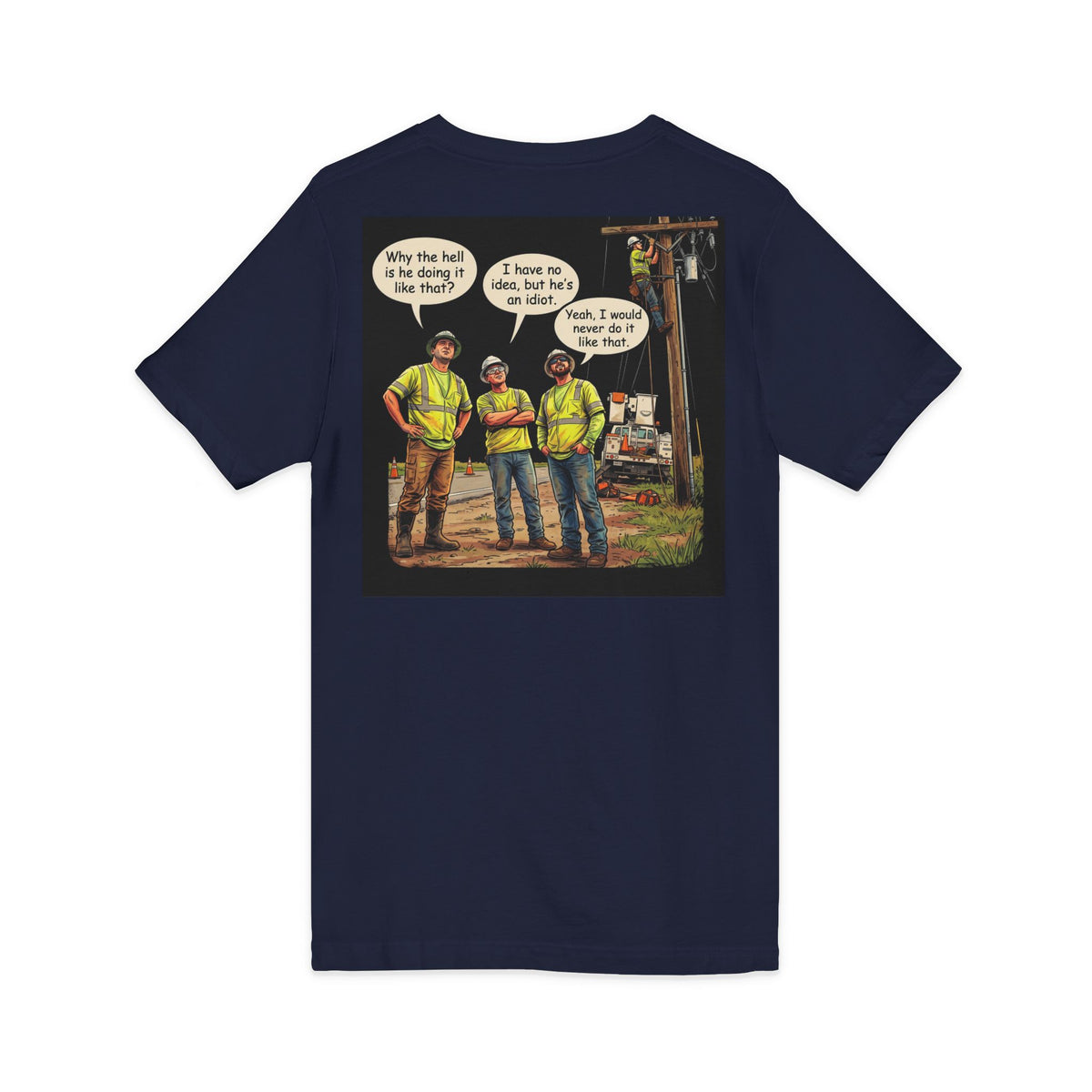 Funny Construction Worker Cartoon V-Neck T-Shirt