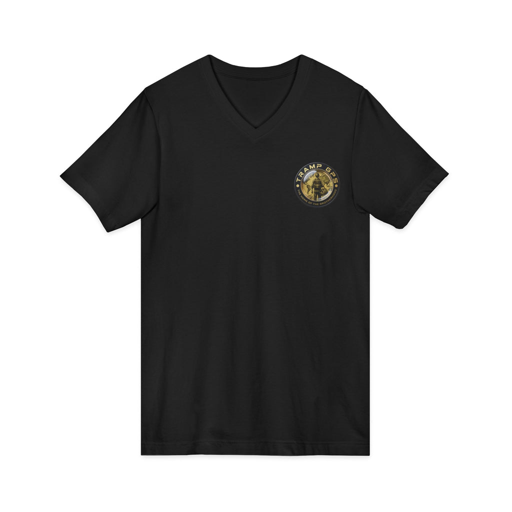Moon Phase Logo V-Neck Tee — MFJL Gold Emblem
