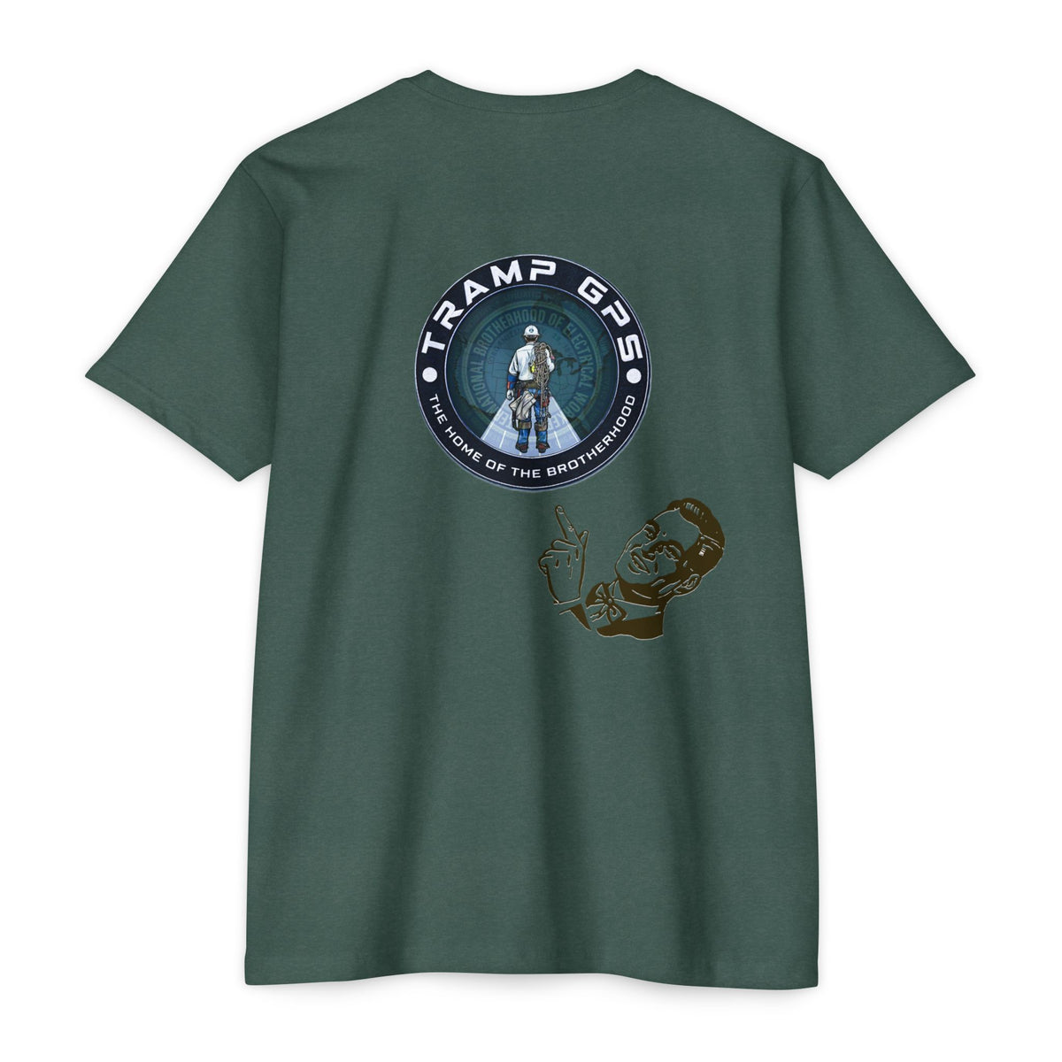 Tramp GPS Graphic T-Shirt — Retro Explorer Patch Design