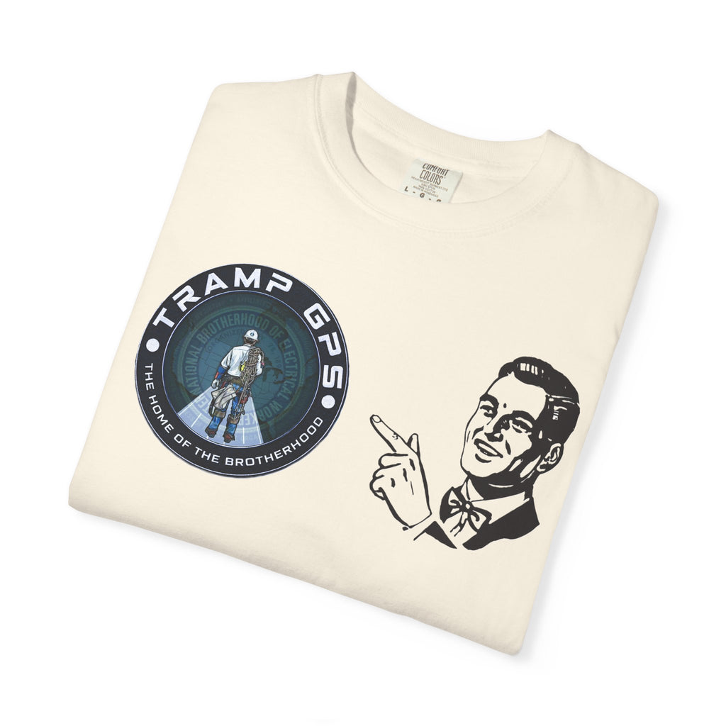 Tramp GPS Retro Patch T‑Shirt — Vintage Adventure Graphic Tee