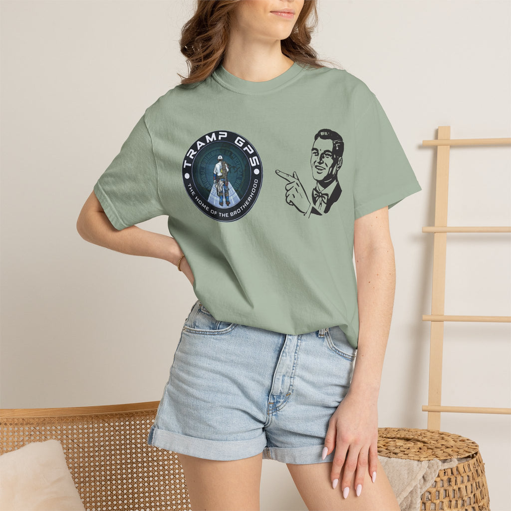 Tramp GPS Retro Patch T‑Shirt — Vintage Adventure Graphic Tee
