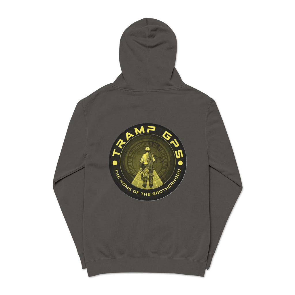 Tramp GPS Hoodie — Vintage Outdoor Badge Pullover