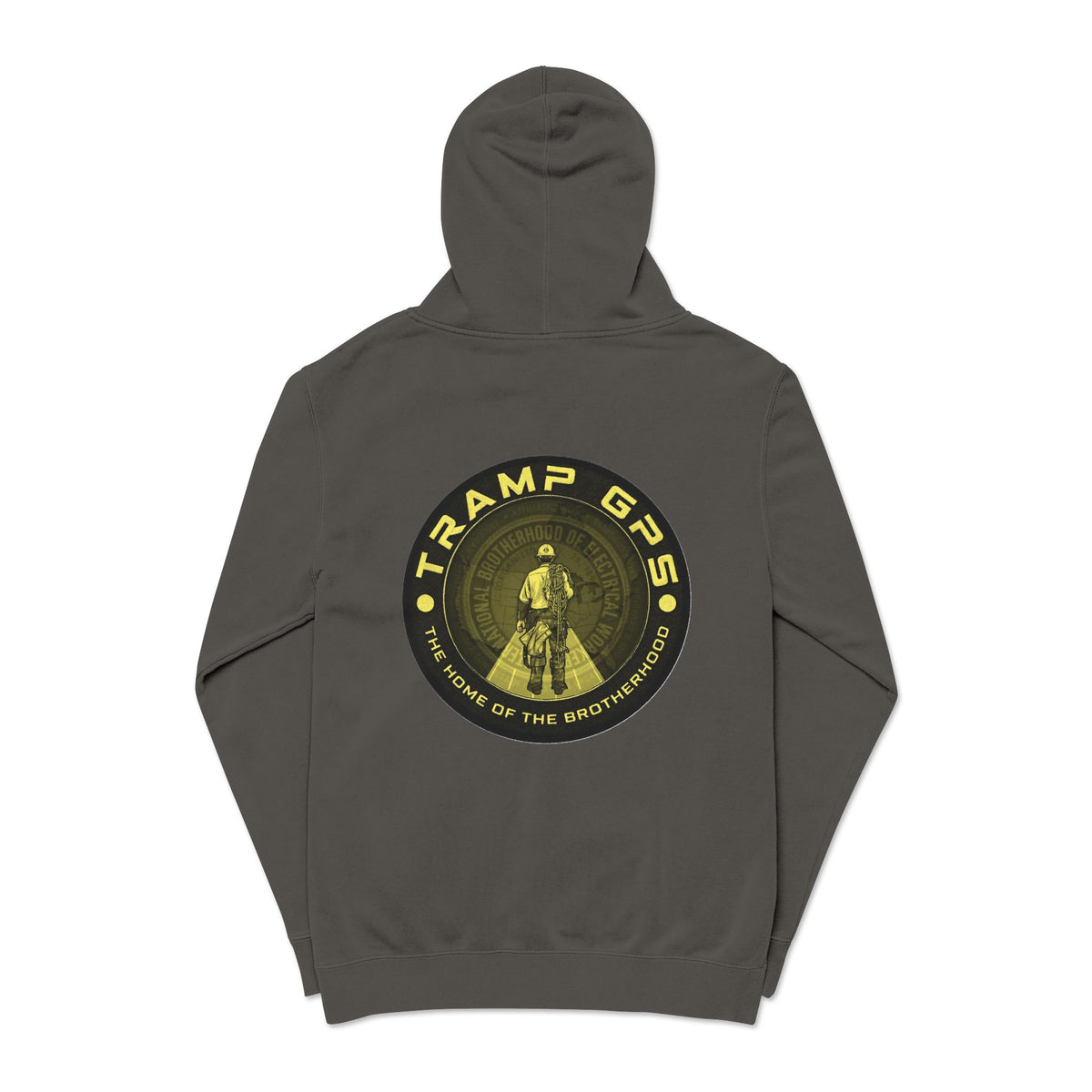 Tramp GPS Hoodie — Vintage Outdoor Badge Pullover
