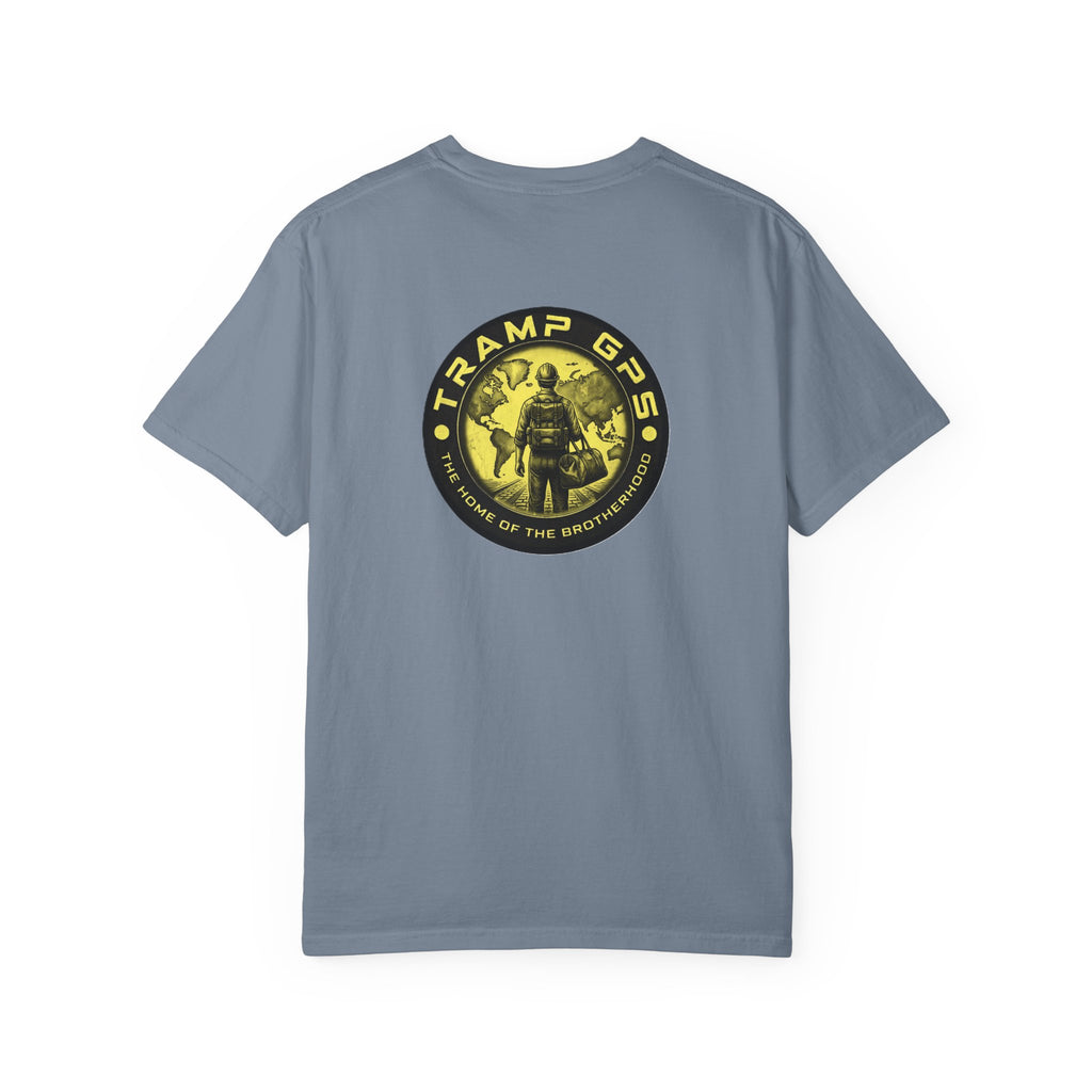 Tramp GPS Vintage Explorer T‑Shirt — "Tramp GPS: Home of the Broken Brigade"