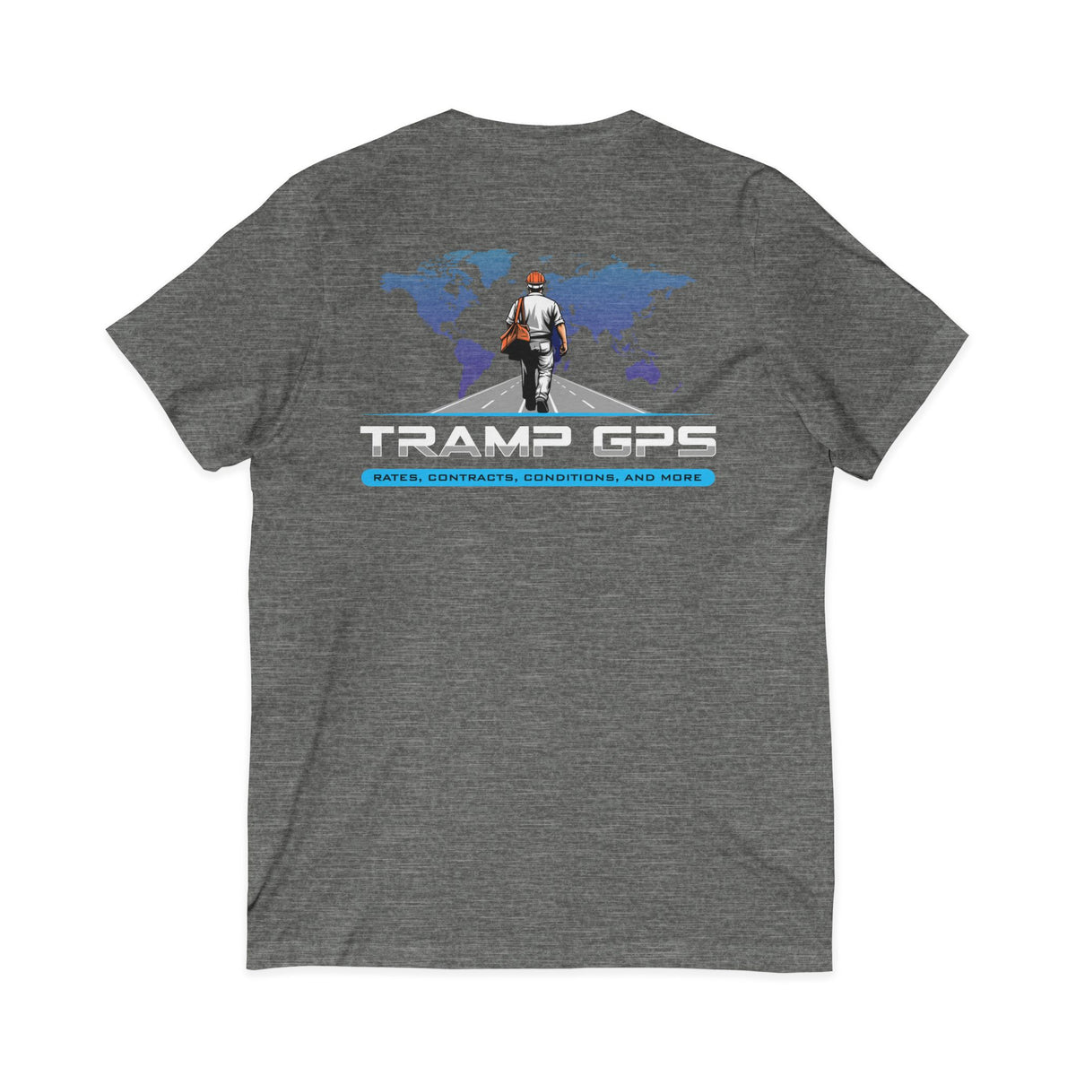 Traveler Graphic V-Neck Tee — Adventure World Map Back Print