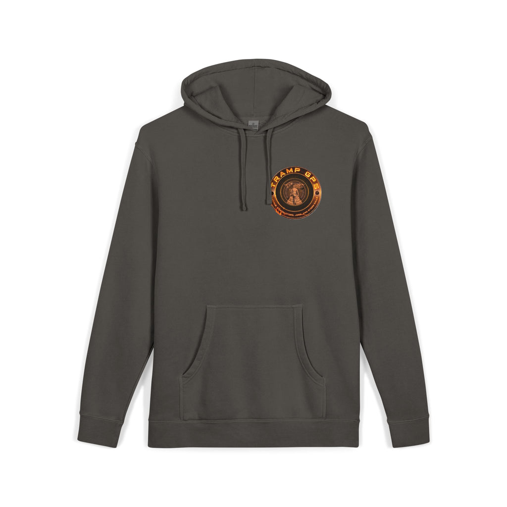Pigment-Dyed Hoodie — 'Camp Odin' Viking Fire Logo Chest & Back Print