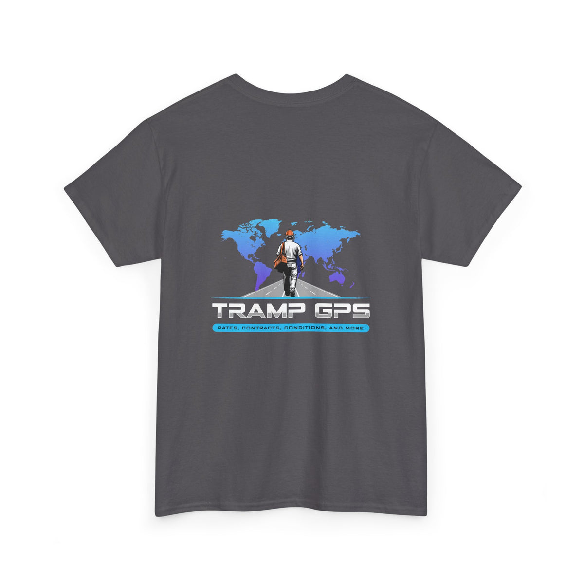 Tramp GPS Graphic Tee — World Map Adventure Travel T-Shirt