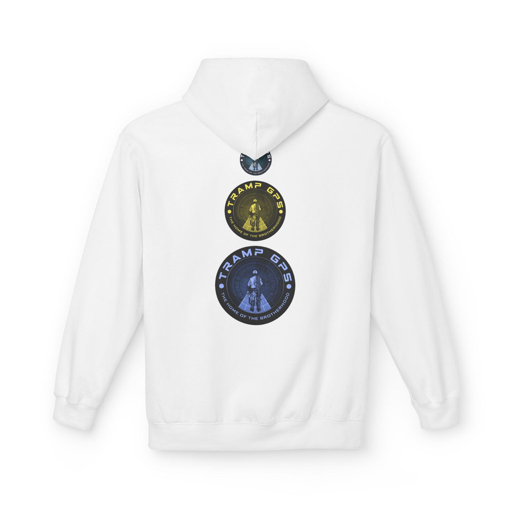 Tramp GPS Logo Hoodie — Retro Badge Graphic Pullover