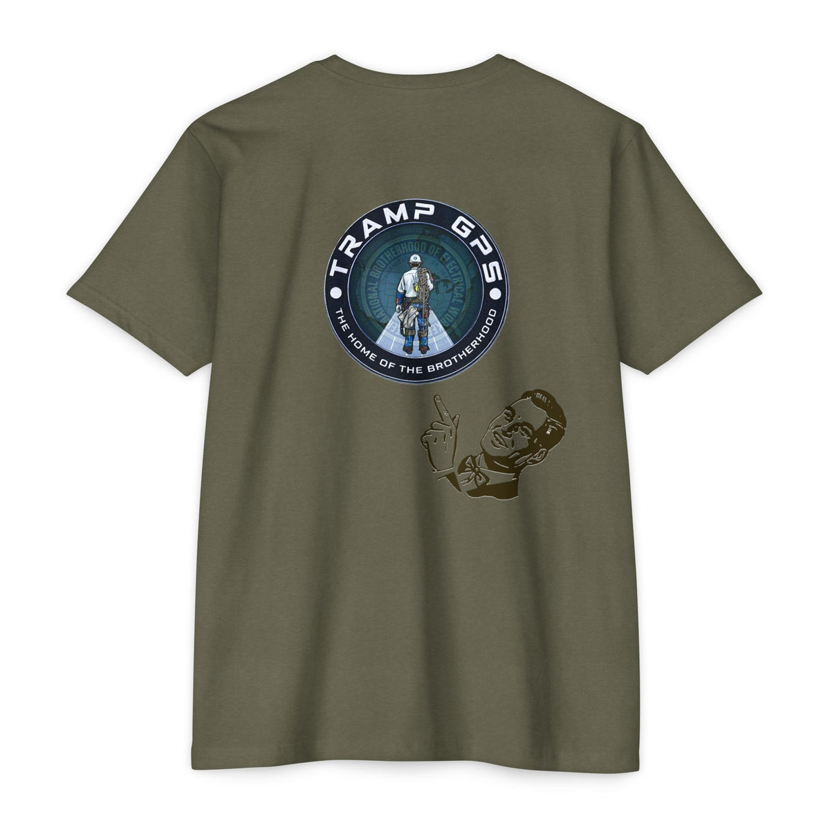 Tramp GPS Graphic T-Shirt — Retro Explorer Patch Design