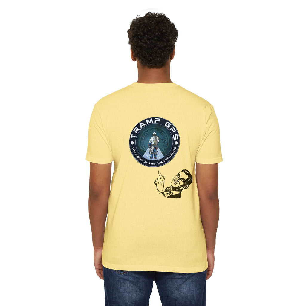 Tramp GPS Graphic T-Shirt — Retro Explorer Patch Design