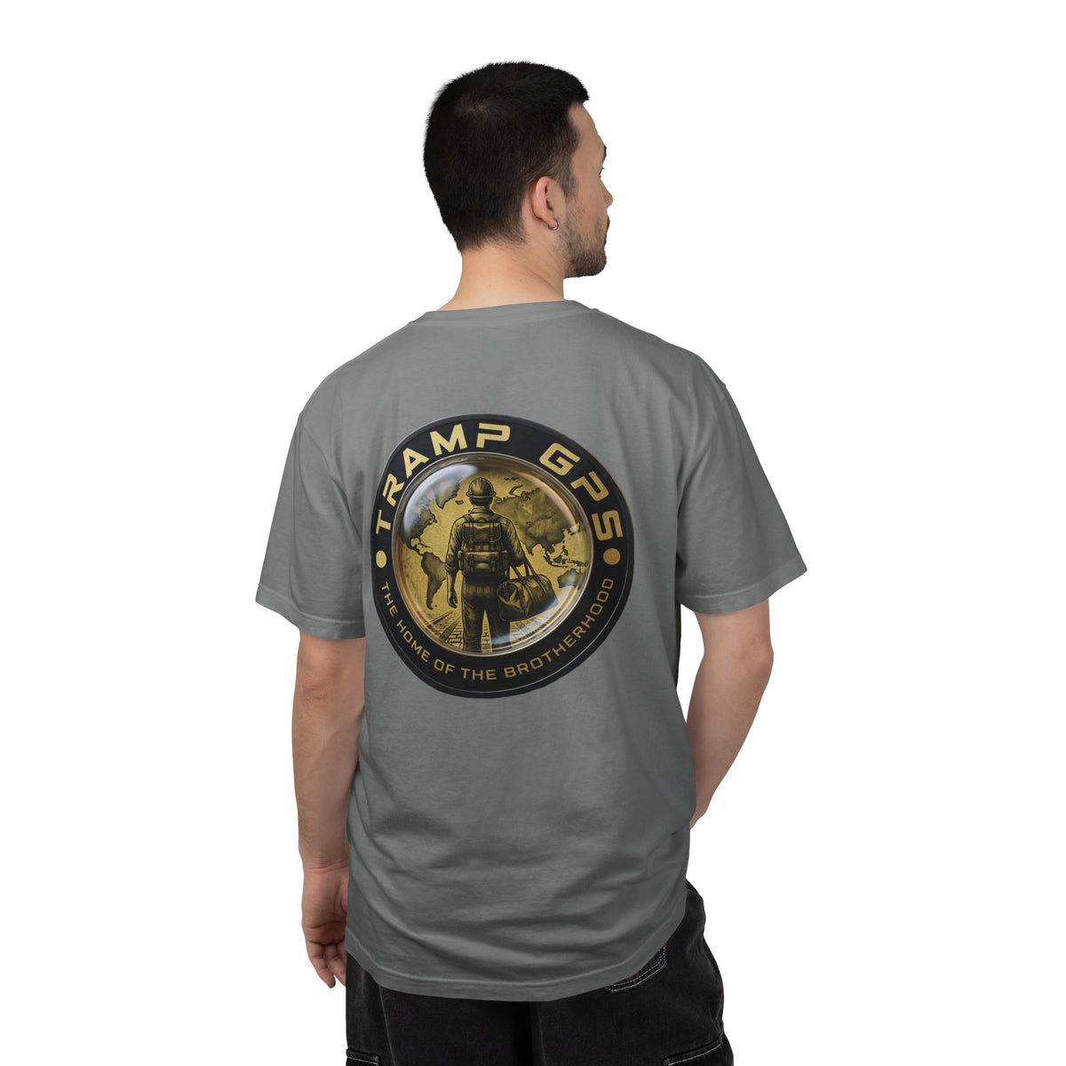 T-Shirt — Tramp GPS 'Home of the Brotherhood' Chest & Back Graphic