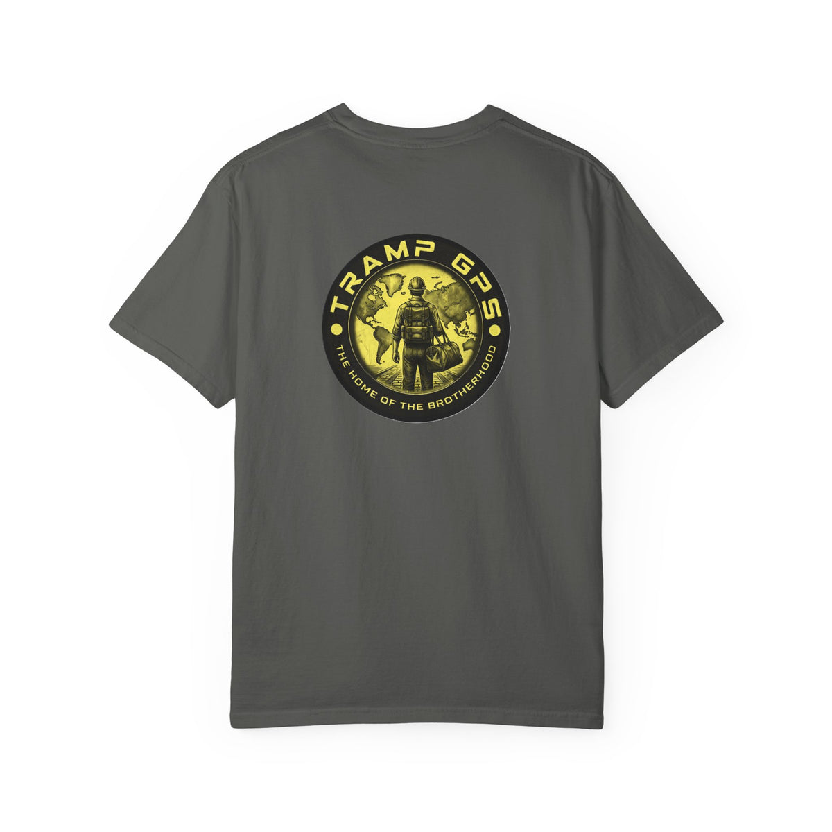 Tramp GPS Vintage Explorer T‑Shirt — "Tramp GPS: Home of the Broken Brigade"